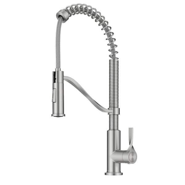 KRAUS Torak Spot Free Stainless Steel 19.13 in. H Pull Down Sprayer Kitchen Faucet with 360° Spout Swivel