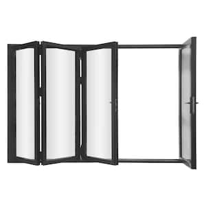 forever Doors 75 Series 120 in. x 80 in. Matte Black Finish 1 Right 3 Left Outswing Aluminum BiFolding Door