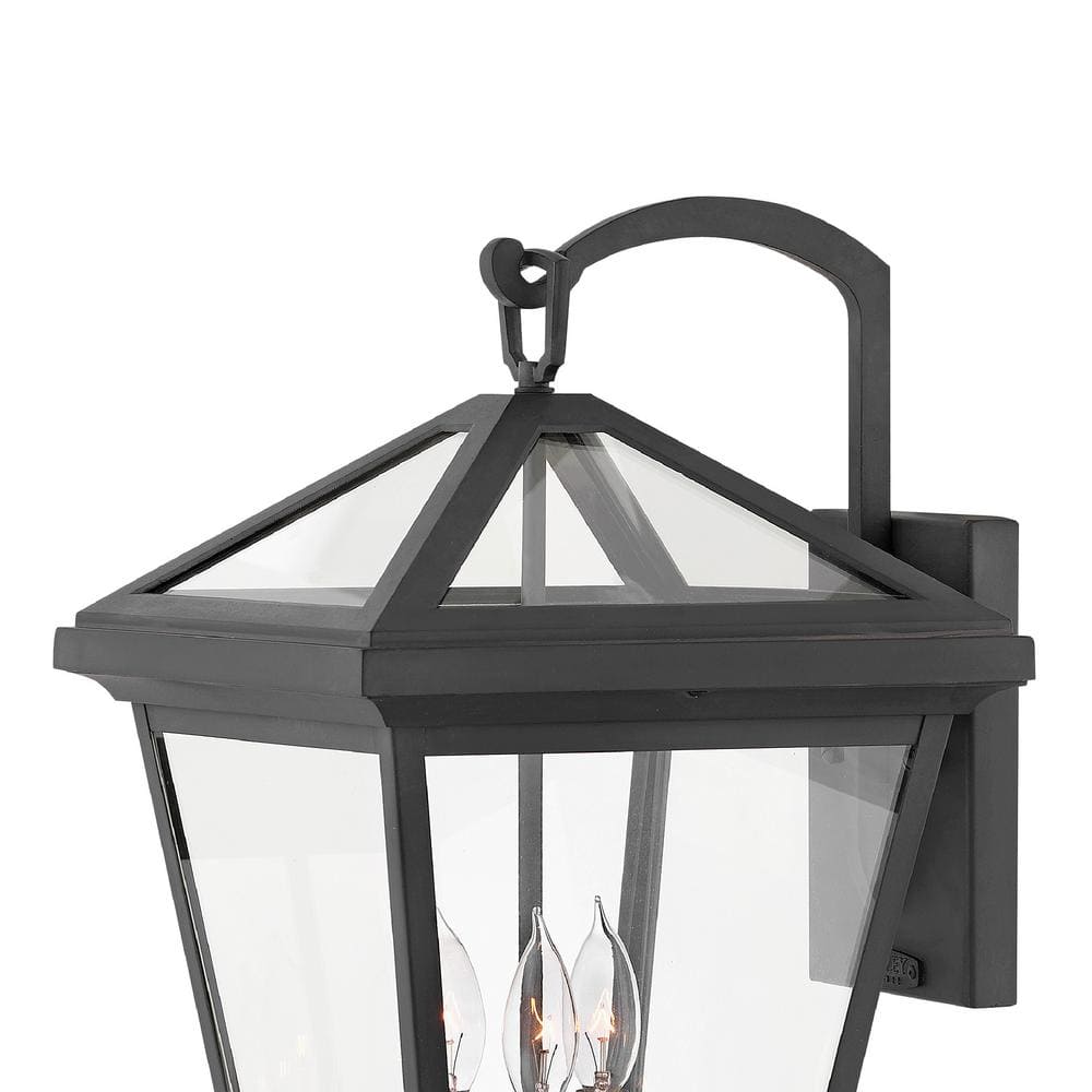 Museum Black Aluminum 3-Light Outdoor Wall Sconce with Clear Glass
