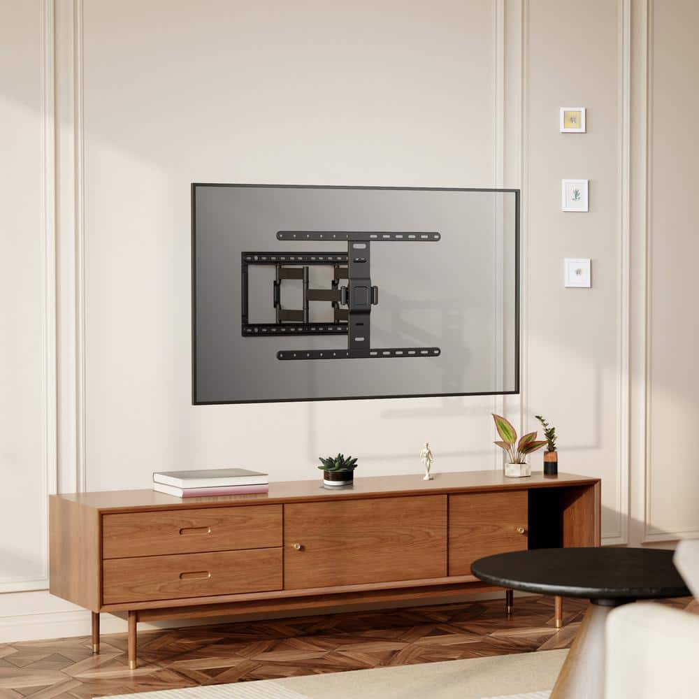Ultra-Slim Full Motion Black Steel TV Wall Mount