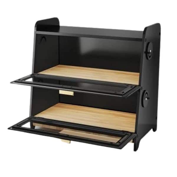 1-Piece Kitchen Bread Storage Container with Adjustable Vent Holes, Bamboo Cutting Board, and Transparent Door Set