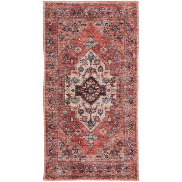 Nourison Machine Washable Brilliance doormat 2 ft. x 4 ft. Center Medallion Traditional Kitchen Area Rug
