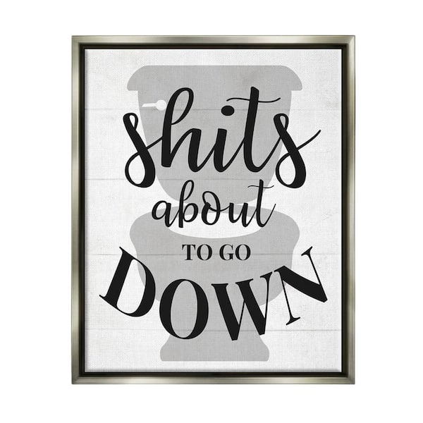 The Stupell Home Decor Collection About To Go Down Bathroom Family Word Design by Daphne Polselli Floater Frame Typography Wall Art Print 21 in. x 17 in.