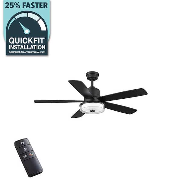 Home Decorators Collection Castleford 52 in. White Color Changing Integrated LED Matte Black Indoor Ceiling Fan with Light Kit and Remote Control