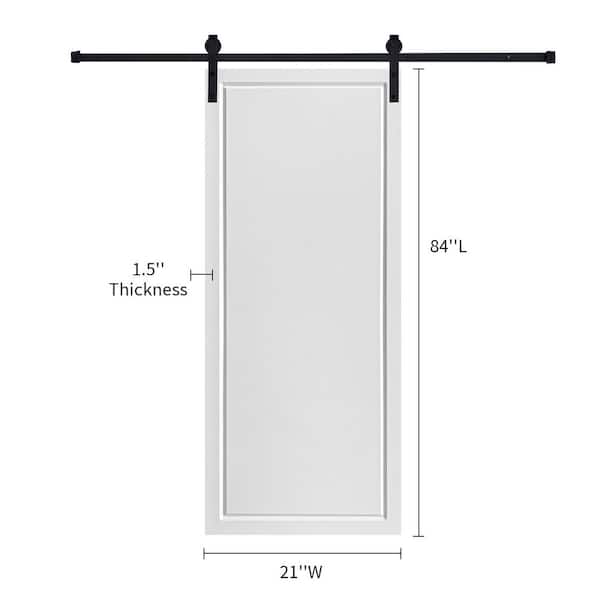 Modern Shaker 21 in. x 84 in. MDF White Barn Sliding Door With Hardware kit