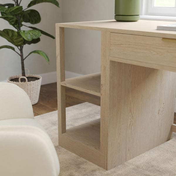 Kayden 30 in. Tall Light Natural Engineered Wood Home Office Modular 2-Shelf Standard Bookcase w/ Cabinet, Finished Back