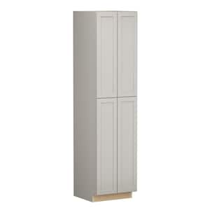 Shaker Full Overlay 24 in. W x 24 in. D x 96 in. H Plywood Assembled Pantry Kitchen Cabinet in Stone Gray