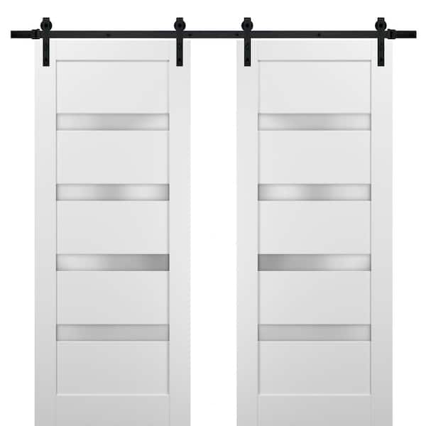 Sartodoors 48 in. x 84 in. 1-Panel 1/4 Lite Frosted Glass White ...