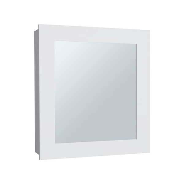 Unbranded White 18.6 in W x 20.5 in. H Coastal Rectangle Particle Board Framed Mirror Wall Mirror Bathroom Vanity Mirror