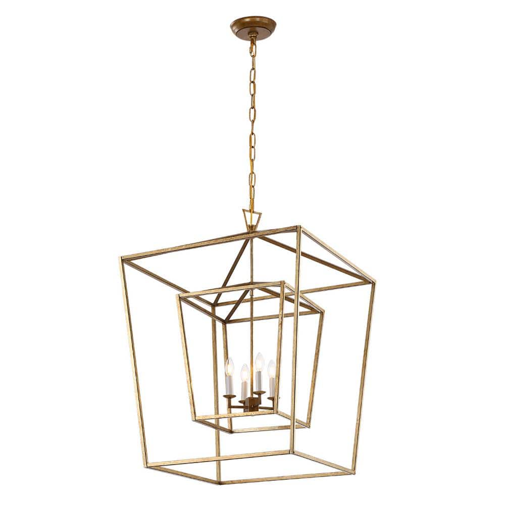Labarre 4 Light Gold Extra Large Double Cage Lantern Chandelier