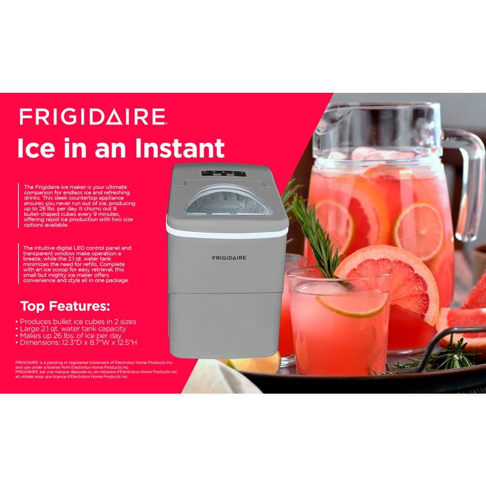 Silver Compact Countertop Portable Ice Maker with 26 lbs Capacity