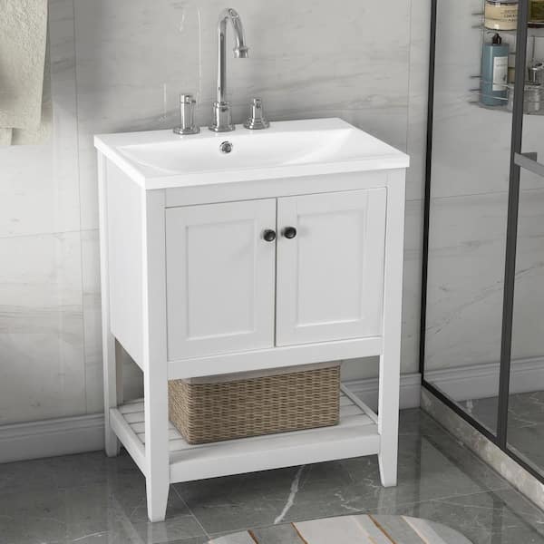 17.8 in. W x 23.7 in. D x 33.6 in. H Bathroom Vanity in White