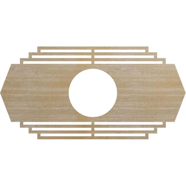 Ekena Millwork 28 in. x 14 in. x 1/4 in. Chrysler Wood Fretwork Pierced Ceiling Medallion, Birch