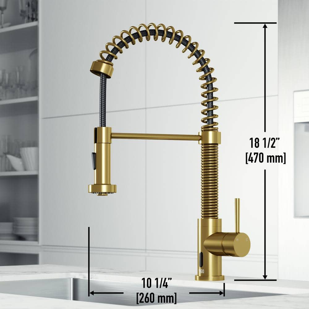 Matte Brushed Gold Touchless Pull-Down Kitchen Faucet