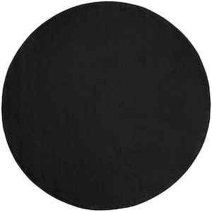 Essentials 10 ft. x 10 ft. Black Solid Contemporary Round Indoor/Outdoor Patio Area Rug