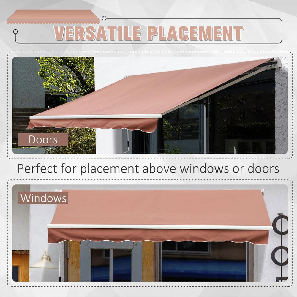 Coffee Brown 13' x 8' Retractable Patio Awning with Aluminum Frame