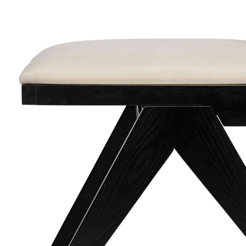 Black Solid Wood and Cane Upholstered Side Chair Set