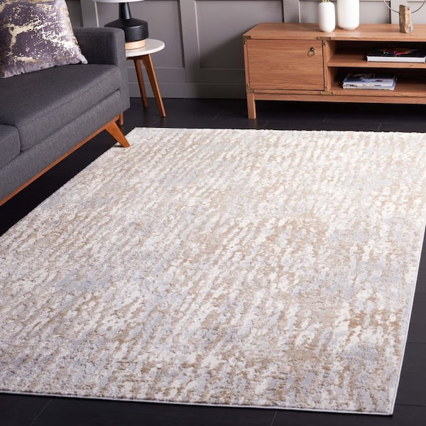 Lagoon 7 ft. x 7 ft. Beige/Gray Stamped High-Low Square Area Rug