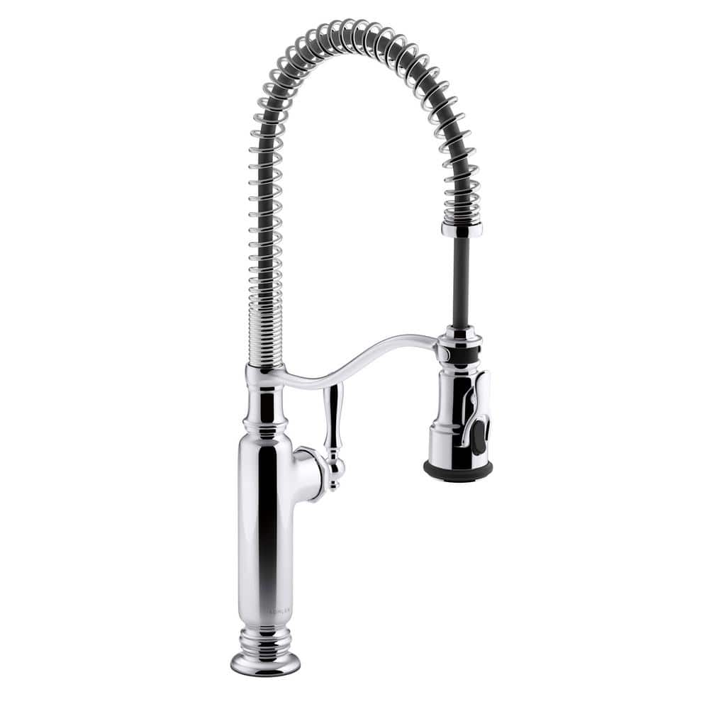 Polished Chrome Semi-Professional Kitchen Faucet with Pull-Out Spray