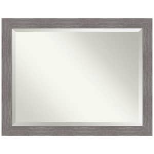 Medium Rectangle Pinstripe Plank Grey Beveled Glass Casual Mirror (35.5 in. H x 45.5 in. W)