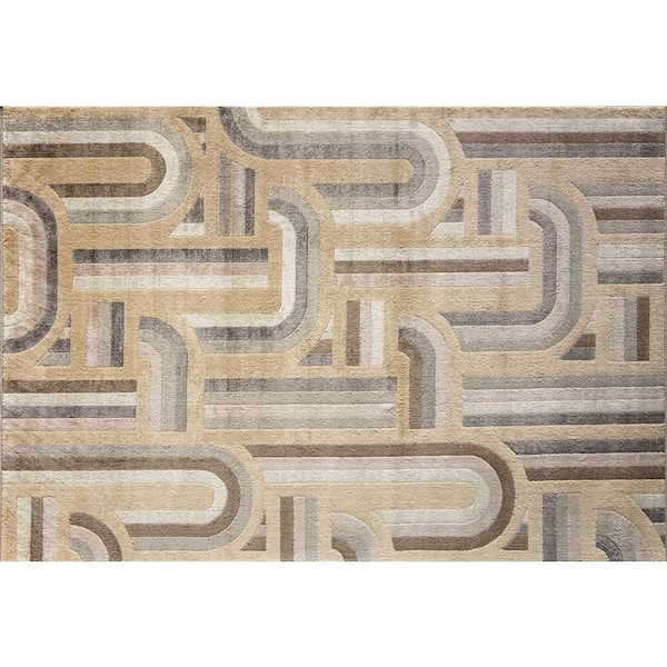 Unbranded Break The Ice Cream 5 ft. x 7 ft. Geometric Modern Area Rug