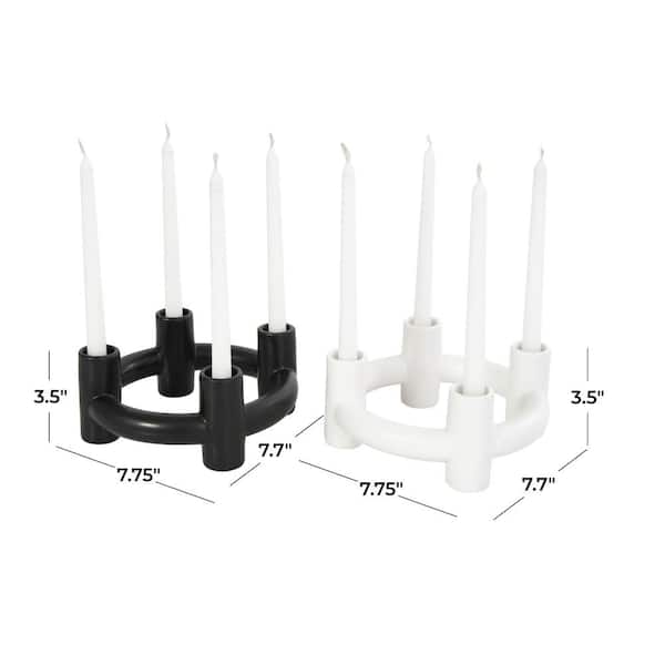 16, 12, and 8 Black Wood Pillar Candle Holder (Set of 3)