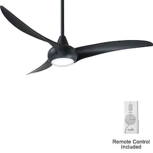Light Wave 52 in. Integrated LED Indoor Black Ceiling Fan with Light with Remote Control