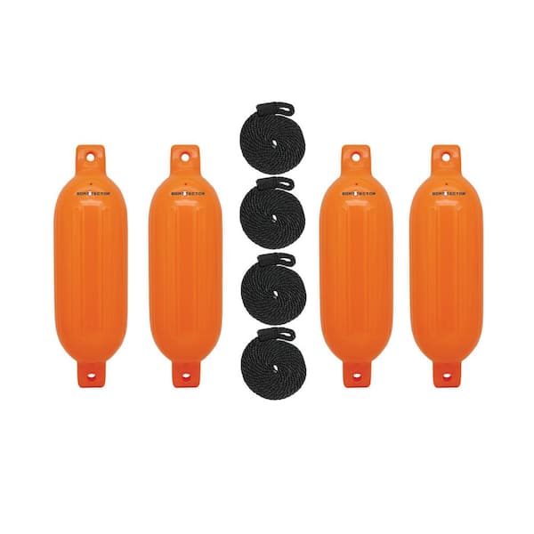 Extreme Max BoatTector Inflatable Fender Value 4-Pack - 4.5 in. x 16 in., Neon Orange