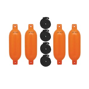 BoatTector Inflatable Fender Value 4-Pack - 4.5 in. x 16 in., Neon Orange
