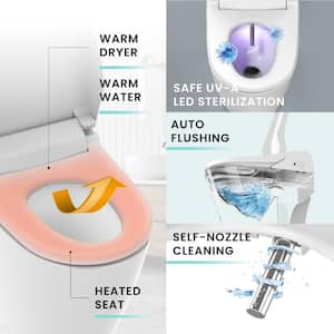 Stylement Tankless Smart Bidet Toilet Elongated in White, UV-A LED Sterilization, Auto Flush, Heated Seat