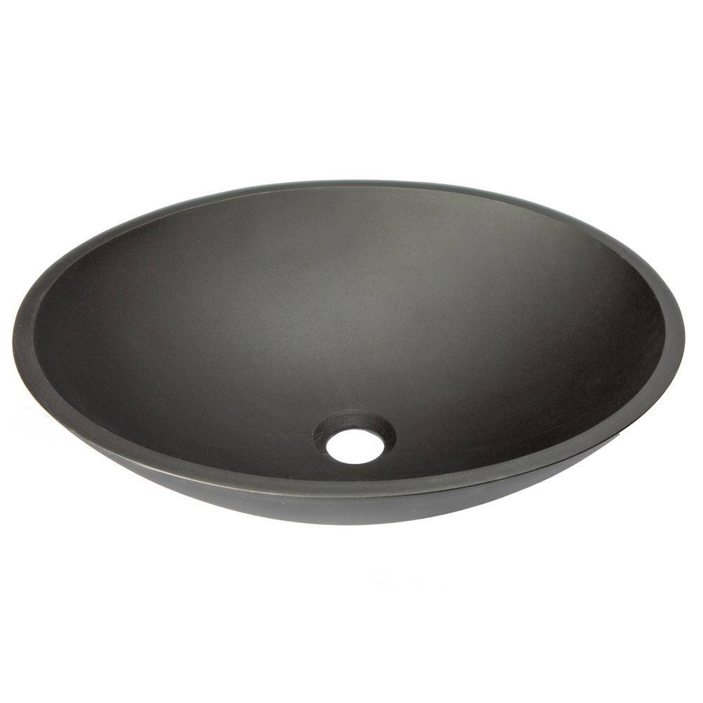 Matte Black Oval Tempered Glass Above-Counter Sink