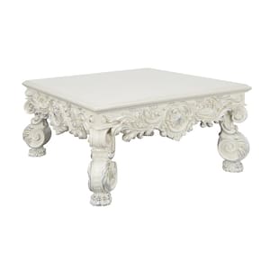 Adara 50 in. Antique White Finish Square Wood Coffee Table