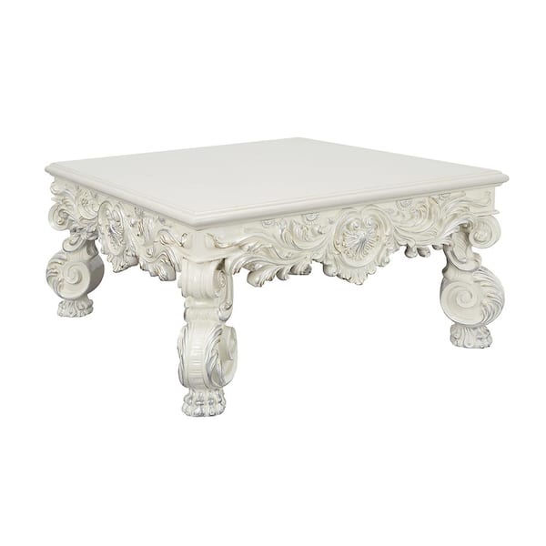 Acme Furniture Adara 50 in. Antique White Finish Square Wood Coffee Table