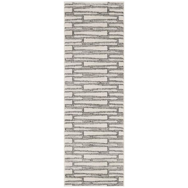 Nourison Nordic Ivory Grey 2 ft. x 6 ft. All-over design Contemporary Runner Area Rug