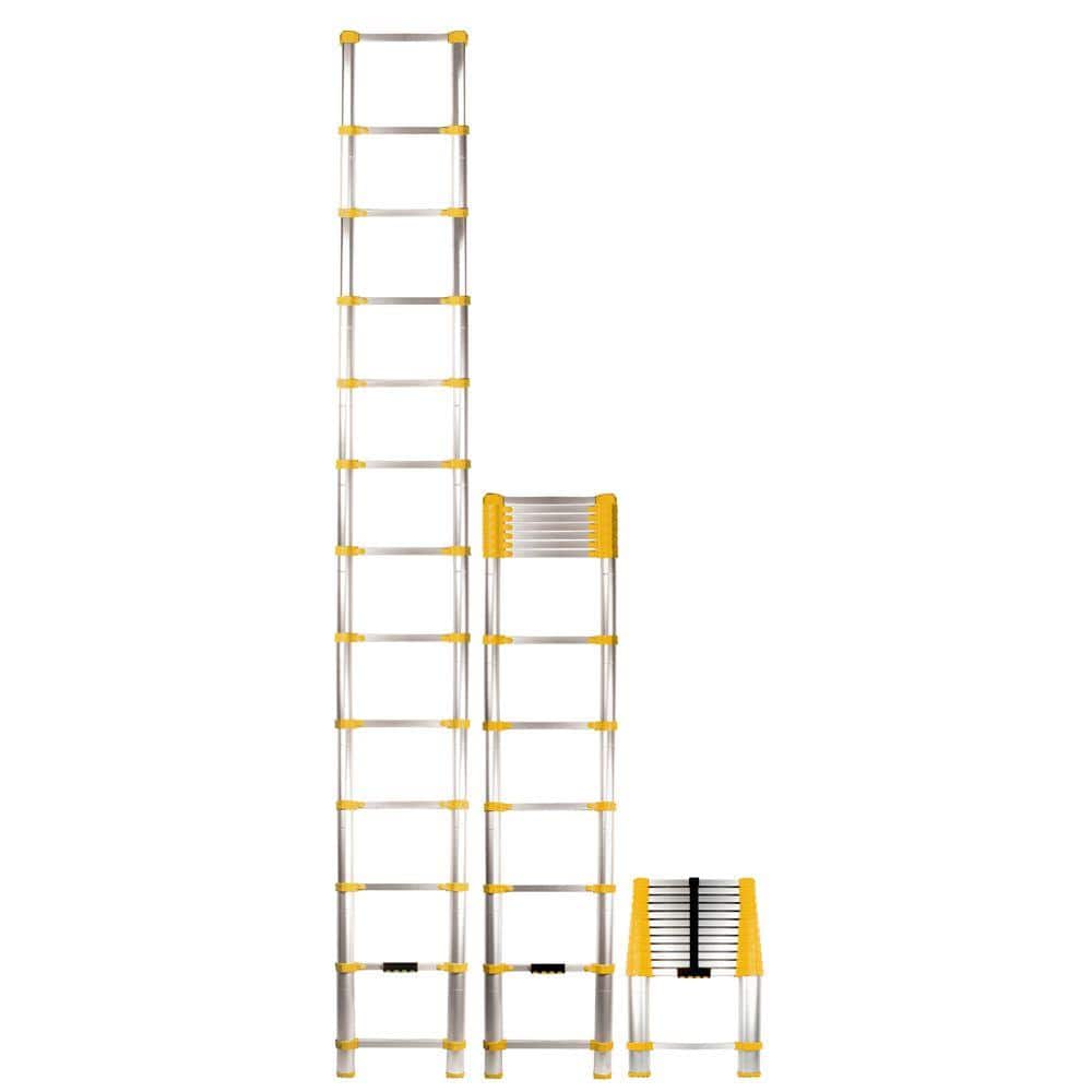 12.5ft Portable Aluminum Telescoping Extension Ladder Retractable Outdoor 