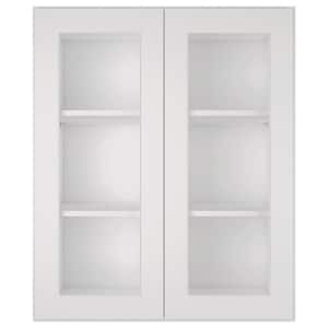 30-in W X 12-in D X 36-in H in Shaker Dove Plywood Ready to Assemble Wall Glass kitchen Cabinet