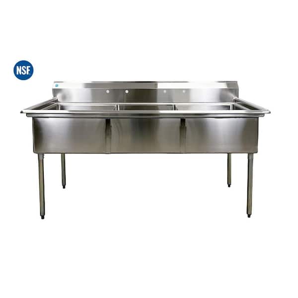77 in. Stainless Steel 3-Compartments Commercial Sink