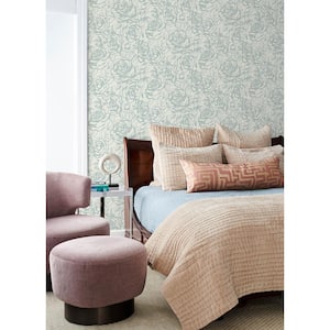 Nelda Light Blue Rose Wallpaper Sample