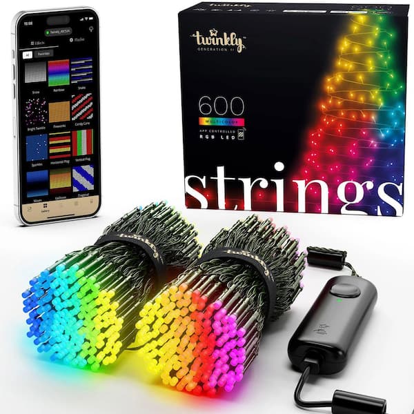 twinkly 157.5 ft. 600-Count Smooth Twinkling LED Mini Cool Multi-Color String Lights