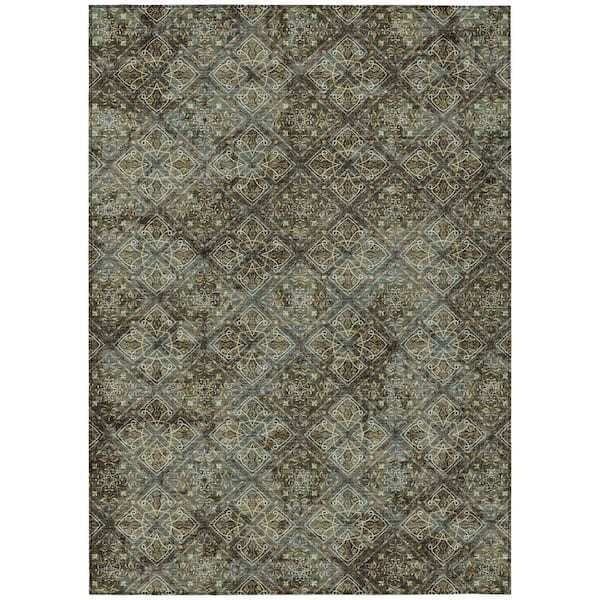 Chantille Machine Washable Indoor/Outdoor Abstract ACN2692 Olive 8 ft. x 10 ft. Area Rug