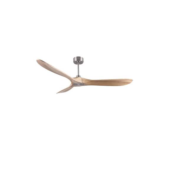 Light Pro 60 in. Smart Indoor Light Brown Finish Ceiling Fan with Remote Control Reversible and 3 Solid Wood Blade