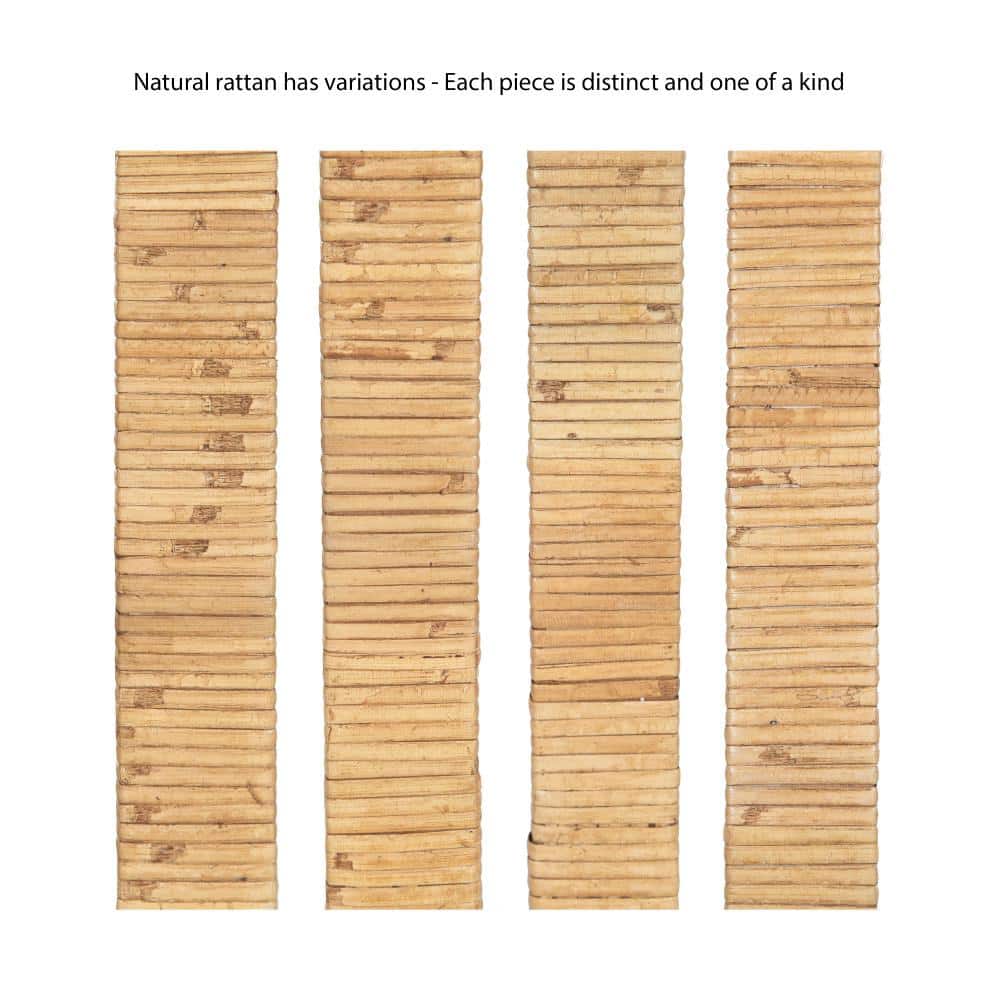 Natural Wood Boho Arch Rattan Wall Mirror, 28 x 32