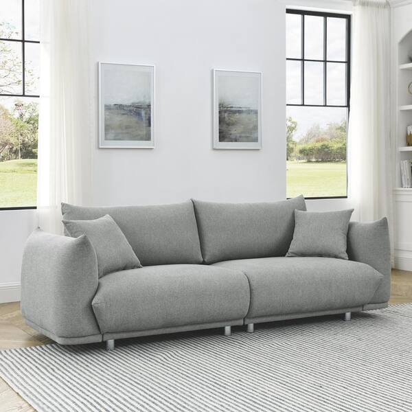 Cesicia 90.5 in. W Square Arm Fabric Modern Rectangle Sofa in Gray