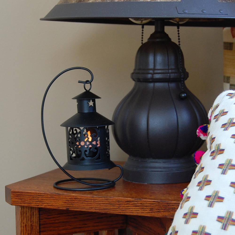 Bohemian Farmhouse Warm Black Metal Tabletop Lantern