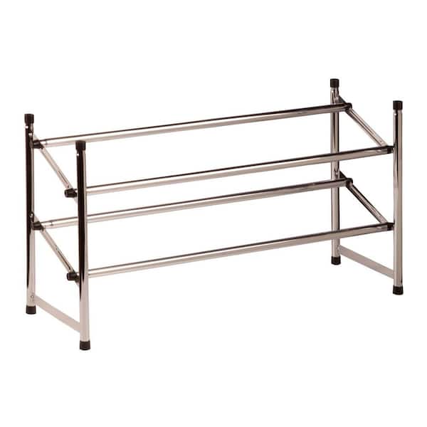 Honey-Can-Do 14 in. H 12-Pair 2-Tier Chrome Steel Shoe Rack