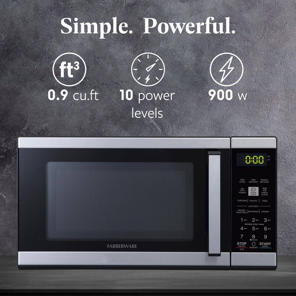 Black Stainless Steel Small Countertop Microwave Oven