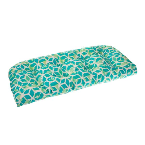 Grouchy Goose Cubed 44 in. x 19 in. x 5 in. Outdoor Rectangular Loveseat Cushion in Teal