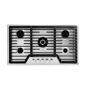 36 in. Built-In Gas Cooktop in Stainless Steel with 5 Burners Gas Stove Including A 18000 BTU Power Burner