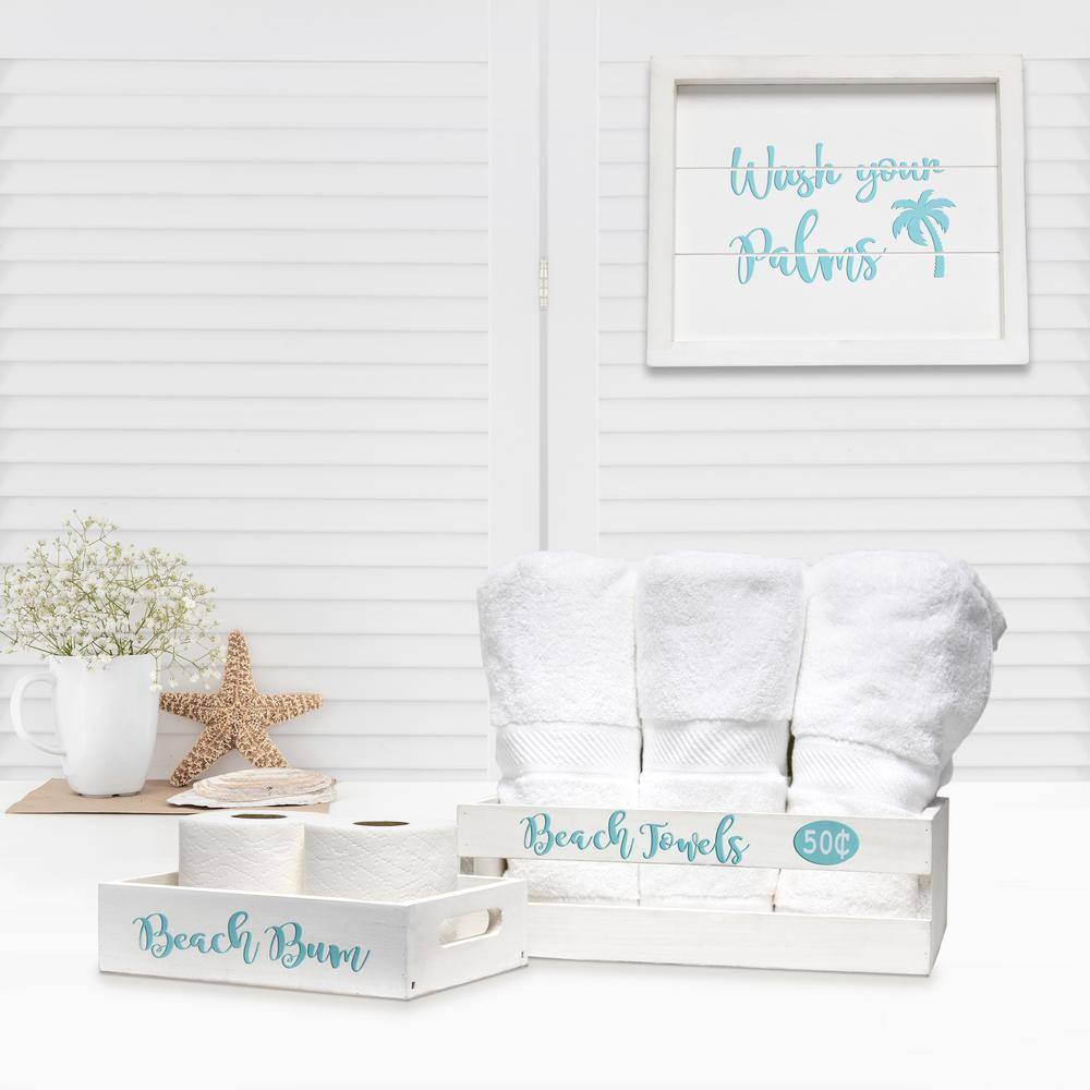 White Wash Beach Theme Wood Framed Wall Decor Set