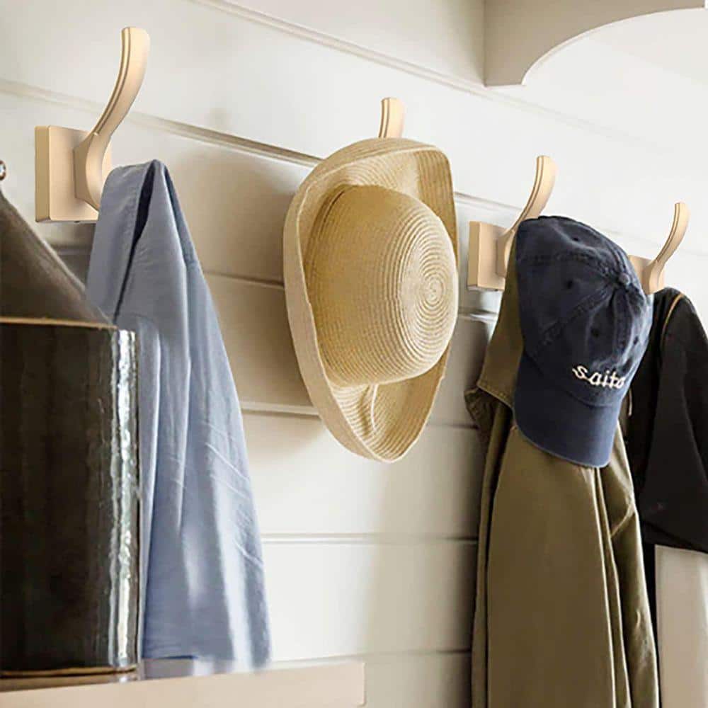 6-Pack Gold Wall Mounted Coat Rack, Coat Hooks, Towel Hooks for Bathroom, Entryway Mudroom Hooks for Hanging Coat Key